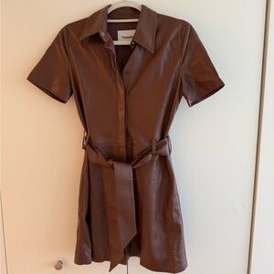 Nanushka Brown Vegan Leather Mini Dress XS